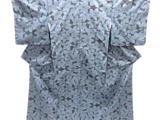 大特価品　花模様織り出し本場泥大島紬着物(5マルキ)